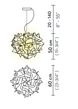 Технические данные и чертежи Потолочные Светильники Slamp - Veli Foliage