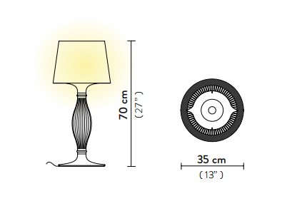 Технические данные и чертежи Настольная лампа Liza от фабрики Slamp