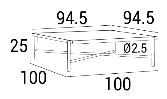 Технические данные и чертежи Журнальный столик модель Rea Square №3 от Domingo Salotti