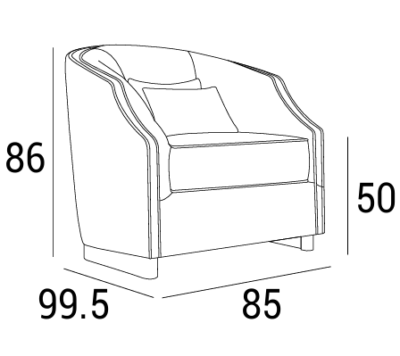 Технические данные и чертежи Кресло модель Cleio Small Burgundy от фабрики Domingo Salotti