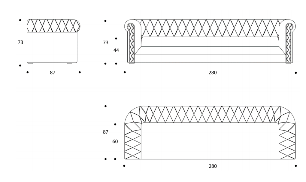 Технические данные и чертежи Мягкая мебель - Derby  от фабрики  Smania
