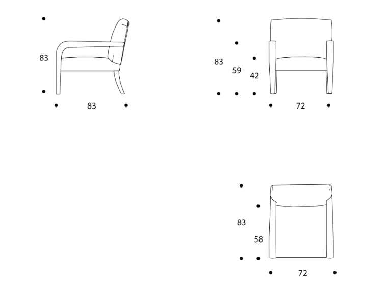 Технические данные и чертежи Кресло PLFLORA01 Flora от фабрики Smania - коллекция Couture