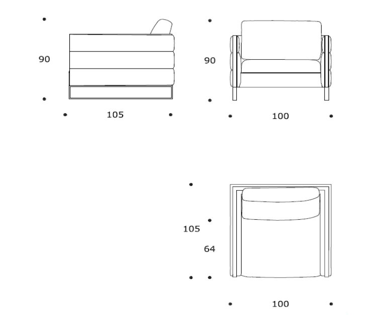 Технические данные и чертежи Кресло Caesar   - коллекция Couture от фабрики Smania