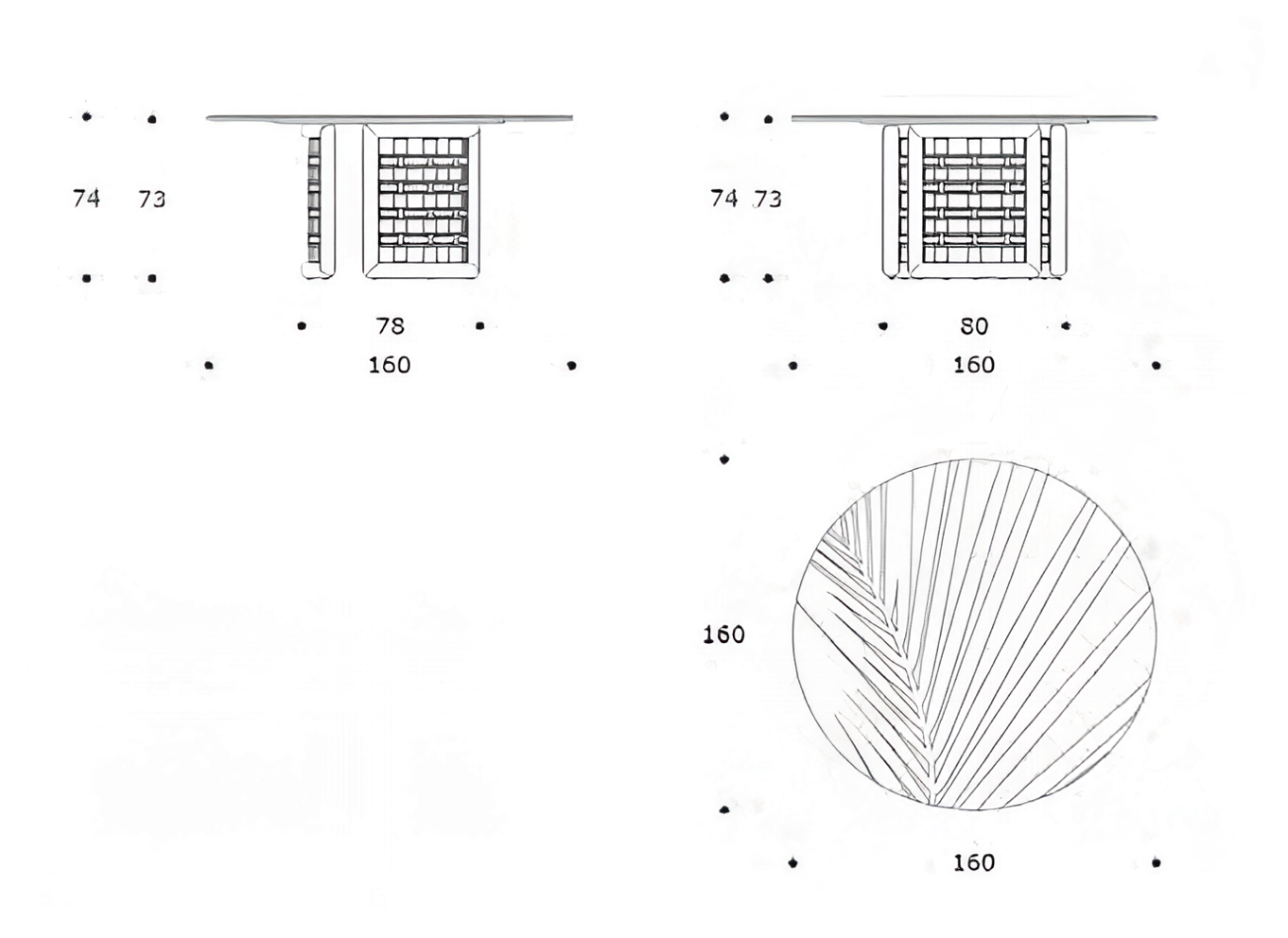 Технические данные и чертежи Обеденный стол Flint 160 TVFLINT02 от Smania