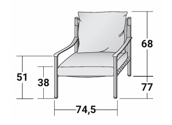Технические данные и чертежи Кресло модель Iko Armchair от фабрики Flou