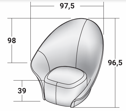 Технические данные и чертежи Кресло модель Lilia Armchair от фабрики Flou