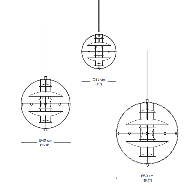 Технические данные и чертежи Подвесные светильники модель VP Globe Pendant Light от фабрики Verpan