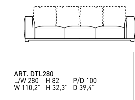 Технические данные и чертежи Диван Alivar - Tailor DTL280