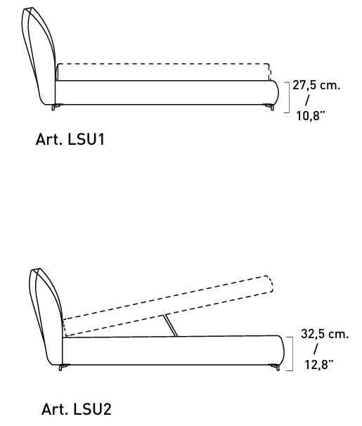 Технические данные и чертежи Кровать Suite LSU1S от фабрики Alivar