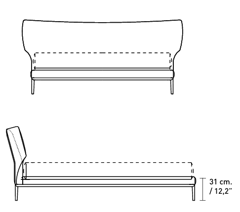 Технические данные и чертежи Кровать Maya LM1S от фабрики Alivar