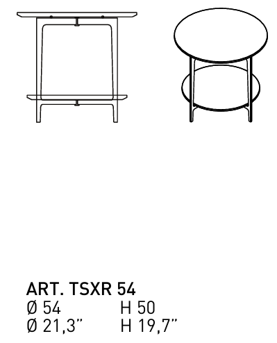 Технические данные и чертежи Столик Sax TSXR 54 от фабрики Alivar