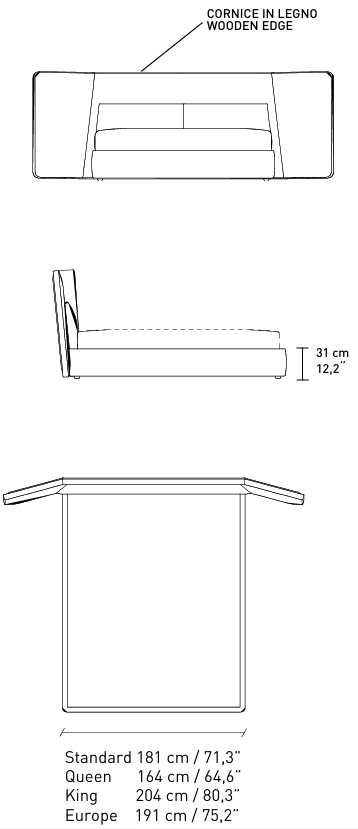 Технические данные и чертежи Кровать модель Coventry LCV1S от фабрики Alivar