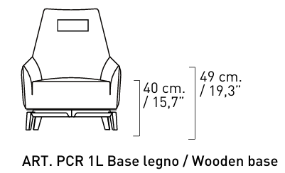 Технические данные и чертежи Кресло Alivar Carol Armchair PCR 1L with Wooden Base