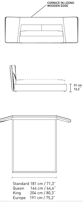 Технические данные и чертежи Кровать Alivar Coventry Bed LCV1S