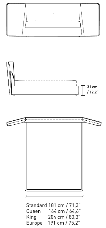Технические данные и чертежи Кровать Alivar Coventry Naked Bed LCV2S