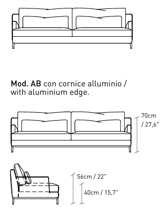 Технические данные и чертежи Диван Alivar Edward Sofa