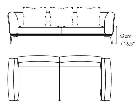 Технические данные и чертежи Диван модель Horizon Sofa DHZ203 от фабрики Alivar