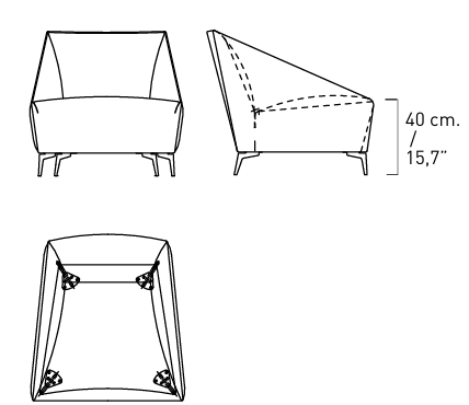 Технические данные и чертежи Кресло Alivar Zoe Armchair PZO1