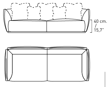 Технические данные и чертежи Диван модель Blow Dark Brown модель Alivar DBW 240