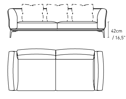 Технические данные и чертежи Диван Alivar Horizon Blue-Leather DHZ203