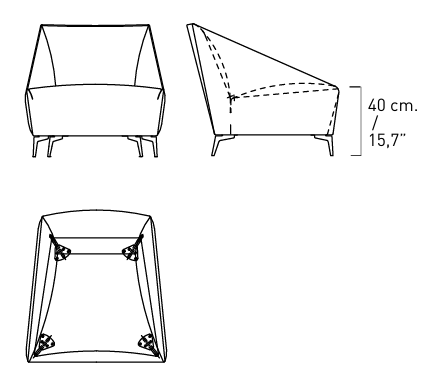 Технические данные и чертежи Кресло Alivar Zoe Burgundy PZO1