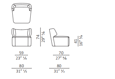 Технические данные и чертежи Кресло Ceccotti Collezioni DC 80 Armchair