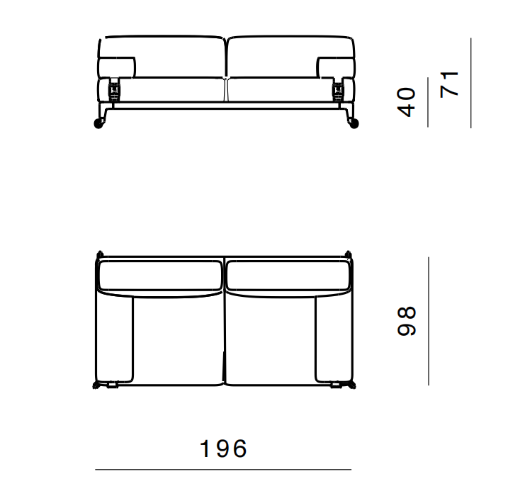 Технические данные и чертежи Диван Ghidini 1961 2 Shaker