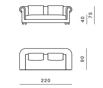 Технические данные и чертежи Диван от фабрики Ghidini 1961 модель 2 Portofino