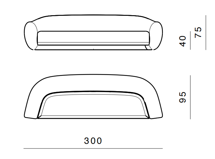 Технические данные и чертежи Диван Ghidini 1961 3 Elephant