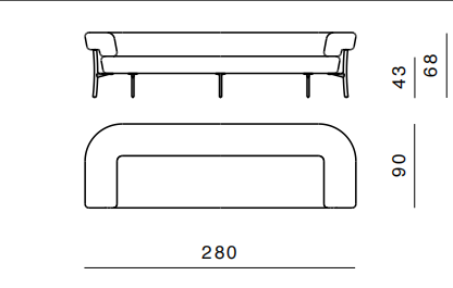 Технические данные и чертежи Диван от фабрики Ghidini 1961 модель 3 Katana