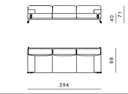 Технические данные и чертежи Диван от фабрики Ghidini 1961 модель 3 Shaker