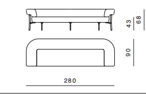 Технические данные и чертежи Диван от фабрики Ghidini 1961 модель 4 Katana