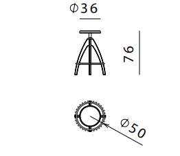 Технические данные и чертежи Барный стул от фабрики Ghidini 1961 модель Leporello Senior