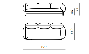 Технические данные и чертежи Диван от фабрики Ghidini 1961 модель Tarantino Taupe