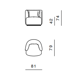 Технические данные и чертежи Кресло от фабрики Ghidini 1961 модель Sipario