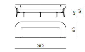 Технические данные и чертежи Диван от фабрики Ghidini 1961 модель Katana