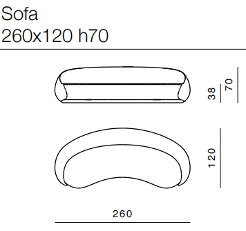 Технические данные и чертежи Диван Ghidini 1961 3 Abbracci