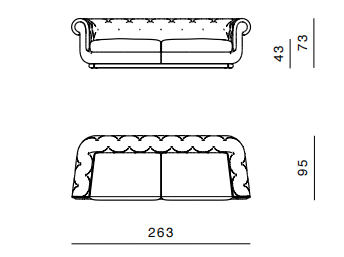Технические данные и чертежи Диван Ghidini 1961 Opera