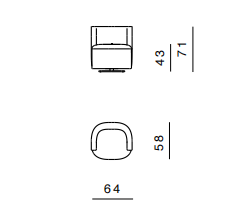 Технические данные и чертежи Кресло от фабрики Ghidini 1961 модель Spritz