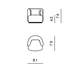 Технические данные и чертежи Кресло от фабрики Ghidini 1961 модель Sipario