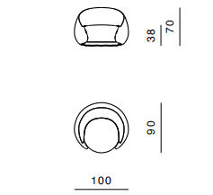 Технические данные и чертежи Кресло от фабрики Ghidini 1961 модель Abbracci