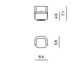 Технические данные и чертежи Кресло для отдыха Ghidini 1961 Spritz Black Leather