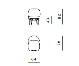 Технические данные и чертежи Стул от фабрики Ghidini 1961 модель Hillary White Bogardine