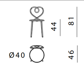 Технические данные и чертежи Стул от фабрики Ghidini 1961 модель Love Malachite