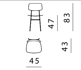 Технические данные и чертежи Стул от фабрики Ghidini 1961 модель Miami Satin Gold