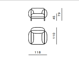Технические данные и чертежи Кресло Ghidini 1961 Tarantino Brown Velvet