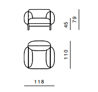 Технические данные и чертежи Кресло от фабрики Ghidini 1961 модель Tarantino