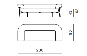 Технические данные и чертежи Диван от фабрики Ghidini 1961 модель Katana