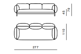 Технические данные и чертежи Диван от фабрики Ghidini 1961 модель Tarantino