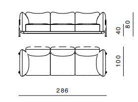 Технические данные и чертежи Диван от фабрики Ghidini 1961 модель Tasca Bogardine